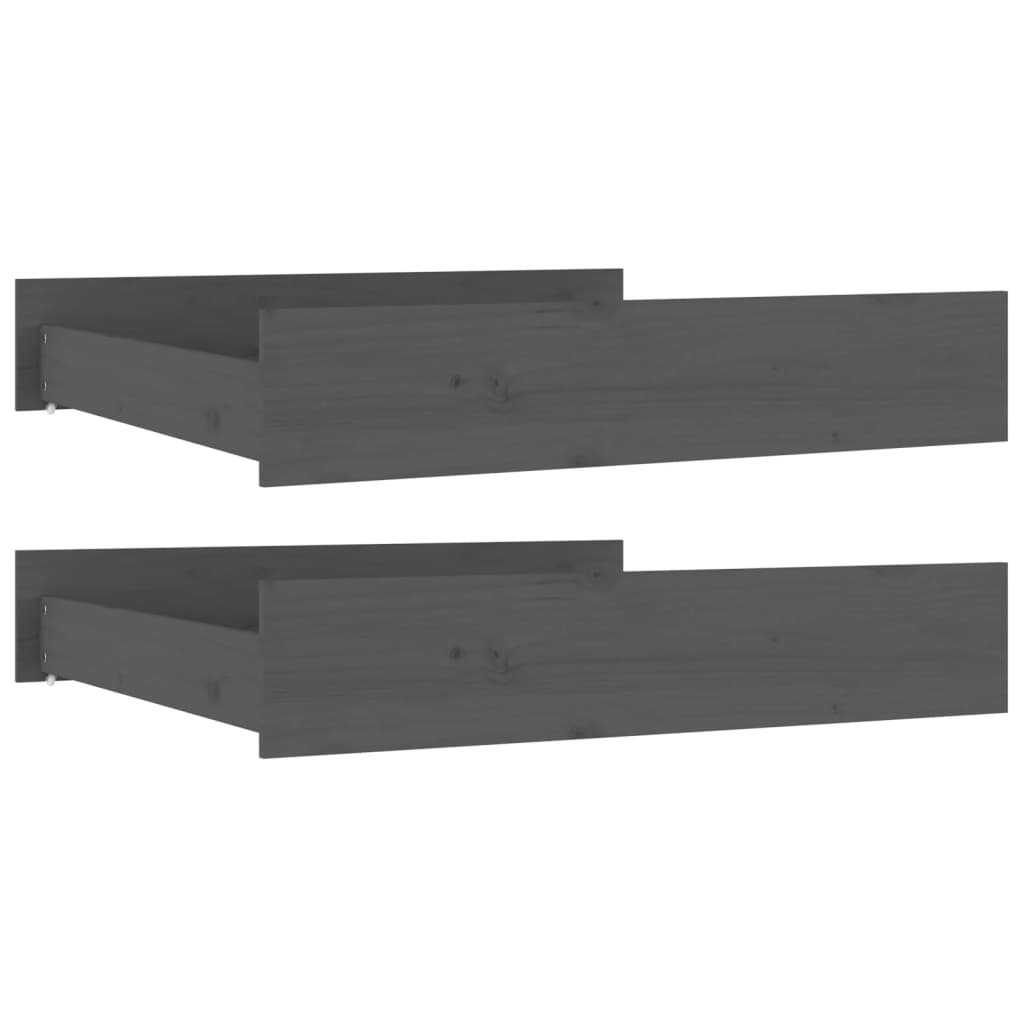 Bedside Drawers 2 pcs Gray Solid Pine Wood