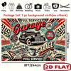 2D Flat Printing Retro Garage Backdrop for Man Cave & Mechanic Shop