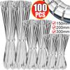 100/20pcs Stainless Steel Cable Ties Self-sealing Fastening Rings Cable Tie Reusable Multi-Purpose Metal Ties Organizer Hardware