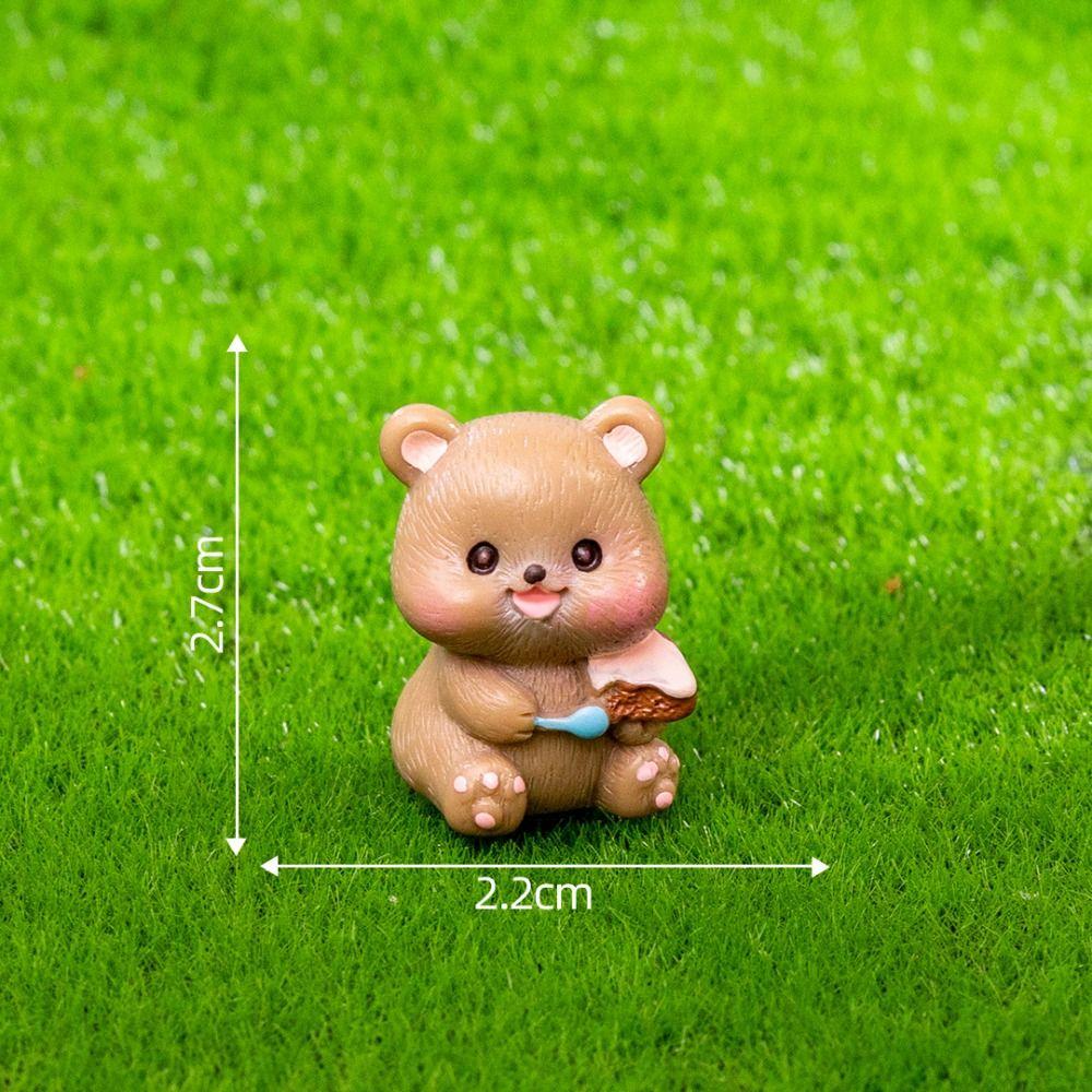 Kids Toy Camping Tiny Brown Bear Statue Resin Mini Animals Scene Model  Home Decoration
