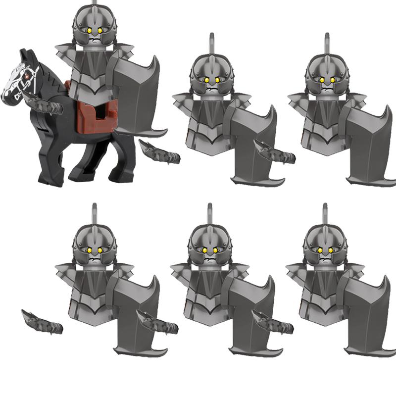 MOC Medieval Military Building Blocks Elven Warrior Orc Rohan Gondor Knight Character Set Animal Army Weapon Bow Crossbow Toy