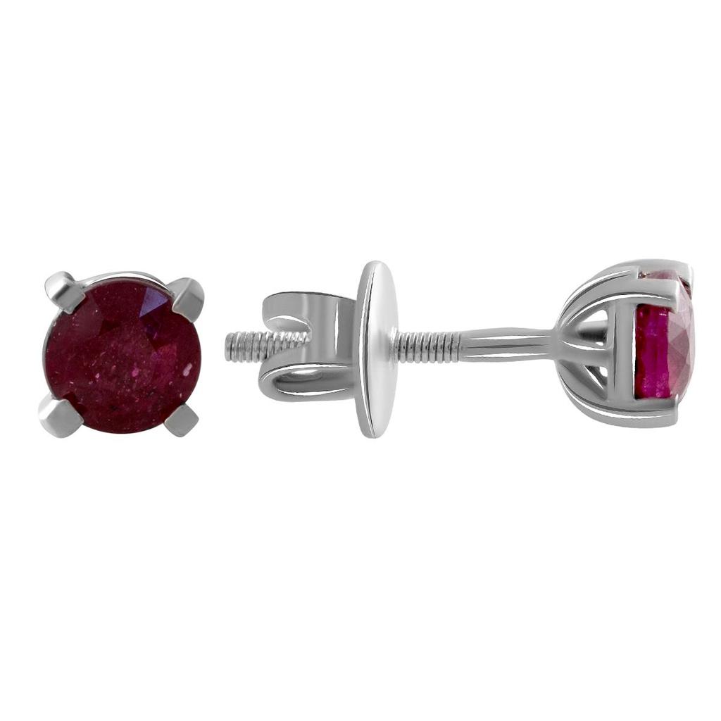 Silver Earrings with Natural Ruby 1.345ct (2007012)
