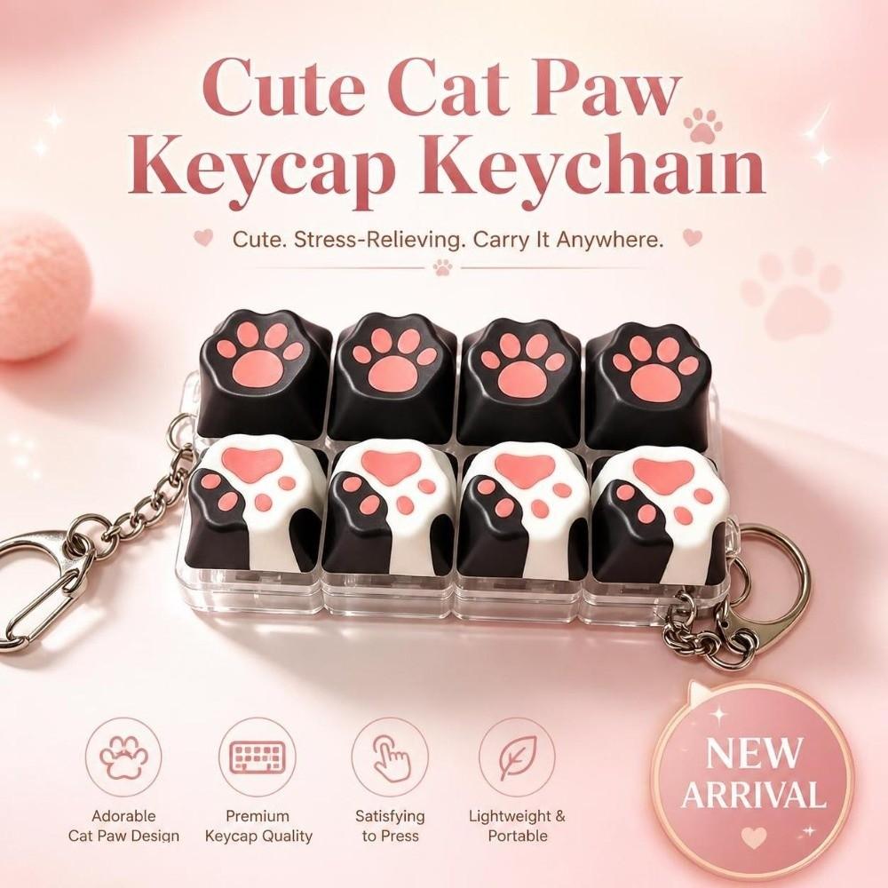 Mechanical Anti-stress Toy Pendant Cat Paw Fidget Keychain Decompression Keyring Gift Giving