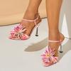 2025 Новая Мода Цветочный Бутон Открытый Носок Дизайнерские Сандалии Женские Ремешок с Пряжкой Розовые Высокие Каблуки Туфли для Вечеринки Выпускного Вечера Женские Сандалии