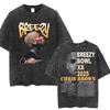 Крис Браун Breezy Bowl XX Концертный Тур Постиранные Футболки Винтажные Хип-Хоп Готические Футболки Мужские Хлопковые Футболки Оверсайз