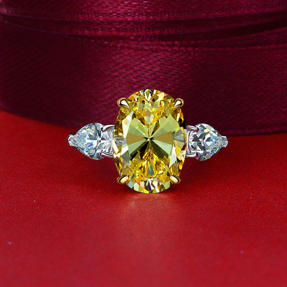 Gica Gema Sliver 925 Jewelry New 10 * 14 Egg Shaped 10 Carat Personalized Ring For Women Fine High Grade Classic Jewelry Wedding Party Gifts New Trend