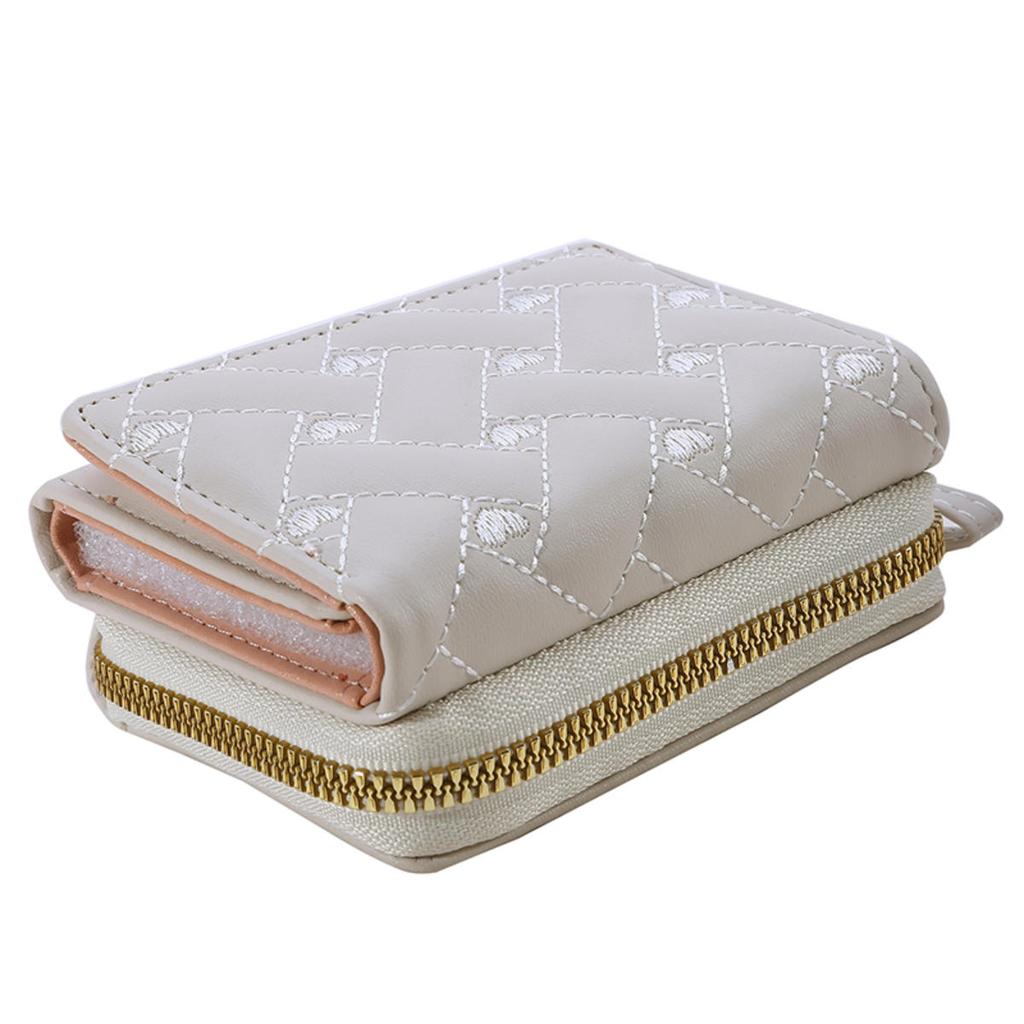 Women's Short Embroidered Love Zero Wallet Zipper Buckle Large Capacity Card Bag Versatile Fashion Simple