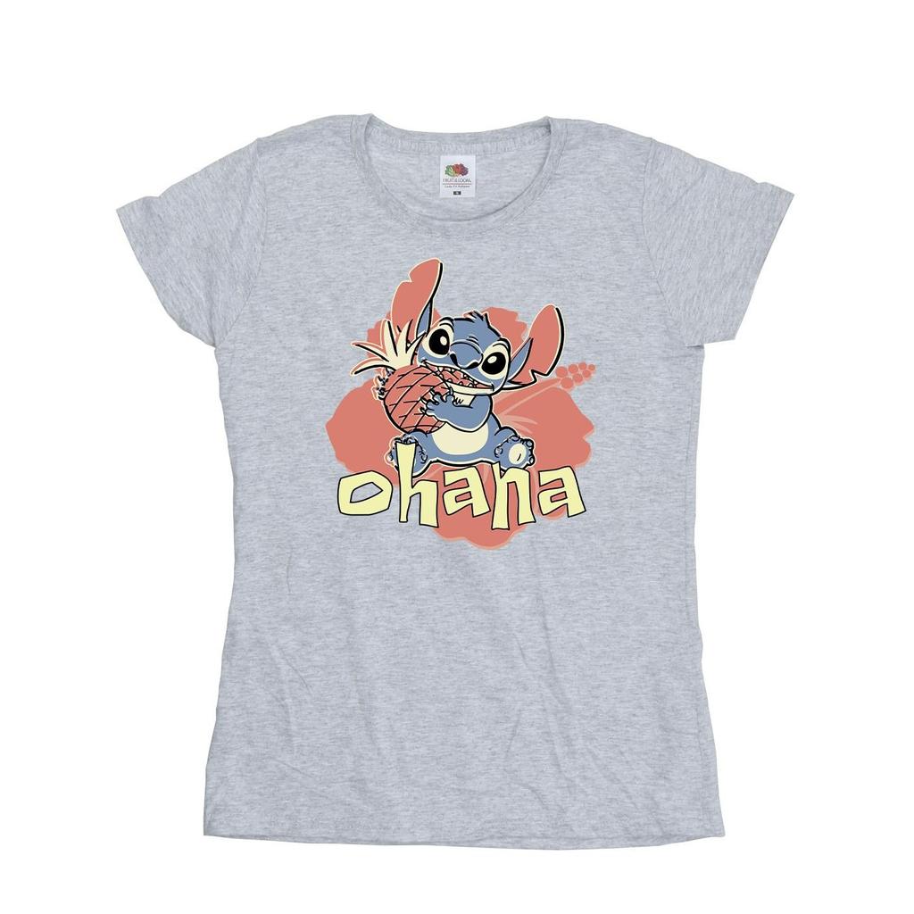 Disney Womens/Ladies Lilo And Stitch Ohana Pineapple Cotton T-Shirt
