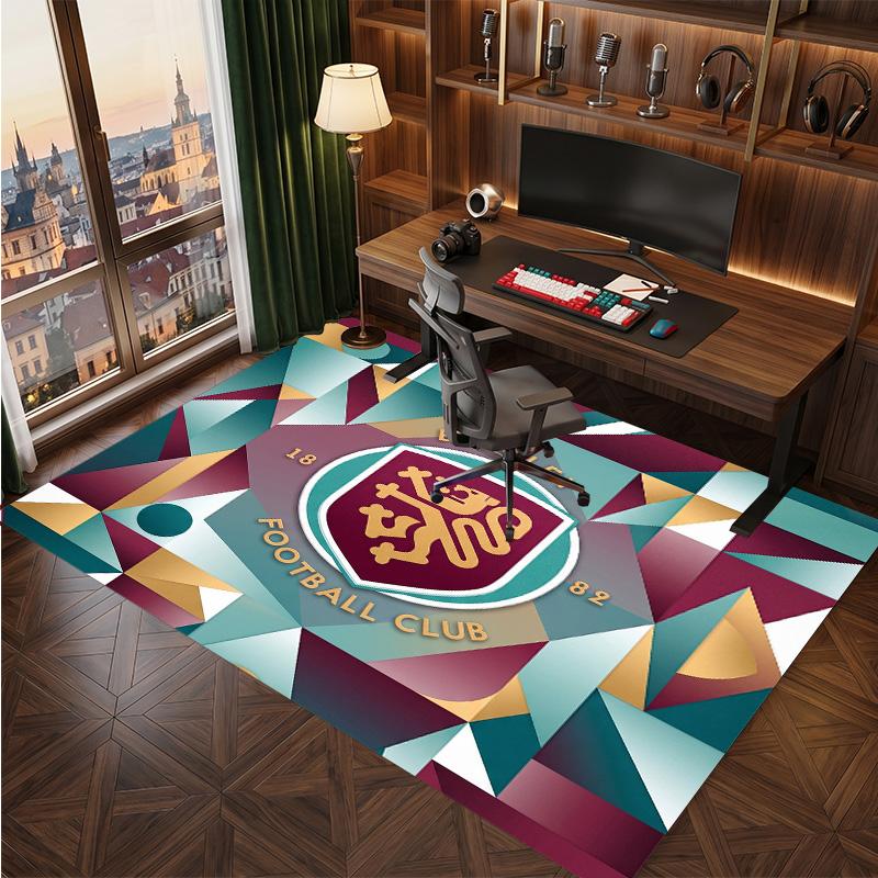 Burnley Football Print Crystal Velvet Rug, Comfortable Water Absorbent Non Slip Indoor Floor Carpet