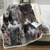 Grey and White Cats Blanket Plush Sherpa Flannel Throw Blanket for Couch Sofa Super Soft Bedroom TV Throw