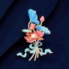 Enamel Landscape Lotus Brooch, High-end Women's Exquisite and Personalized Lotus Brooch, Chinese Style Design Sense