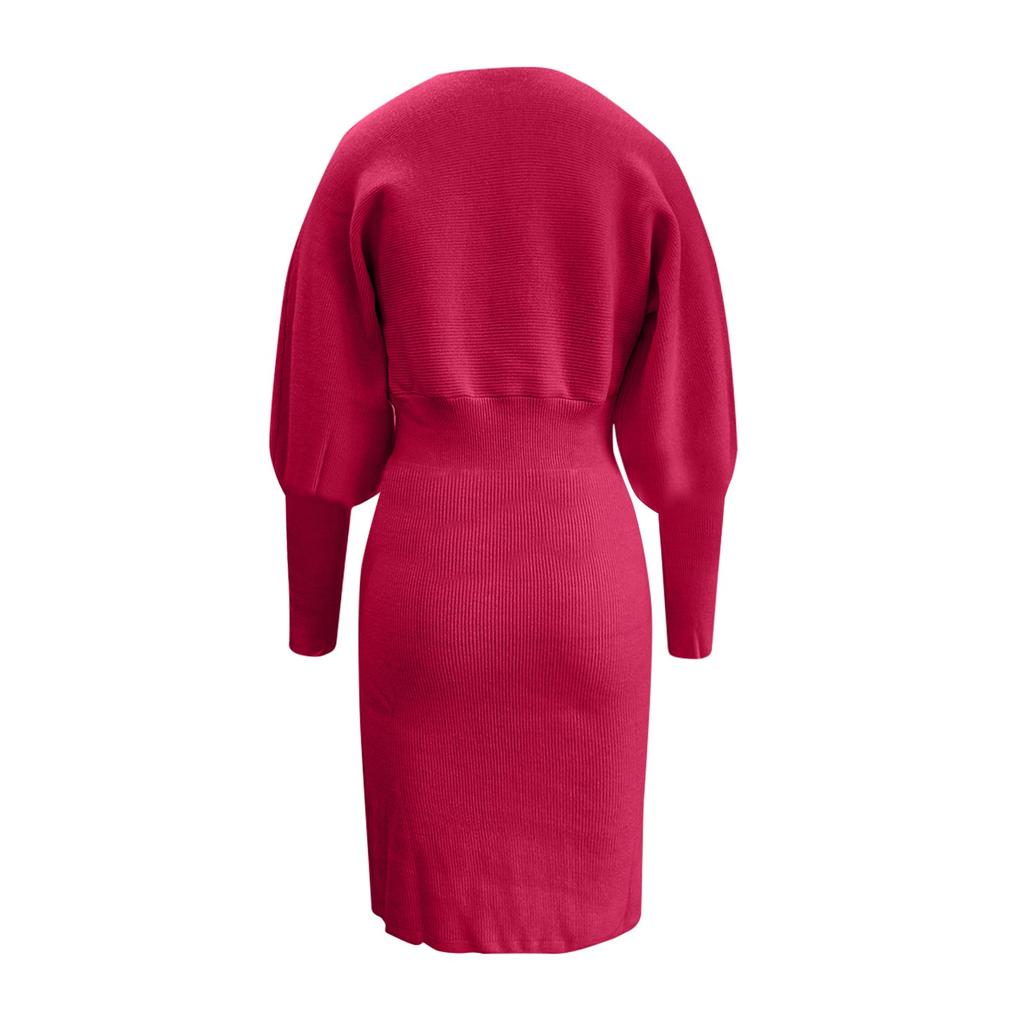 Women's Fall And Winter Fashion Sexy Slim Waisted Package Hip Dating Long Sleeve Dresses