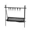 Camping Cookware Hanging Rack with Mesh and Hook Collapsible Space Saving Camping Tools Hanging Organizer for Outdoor
