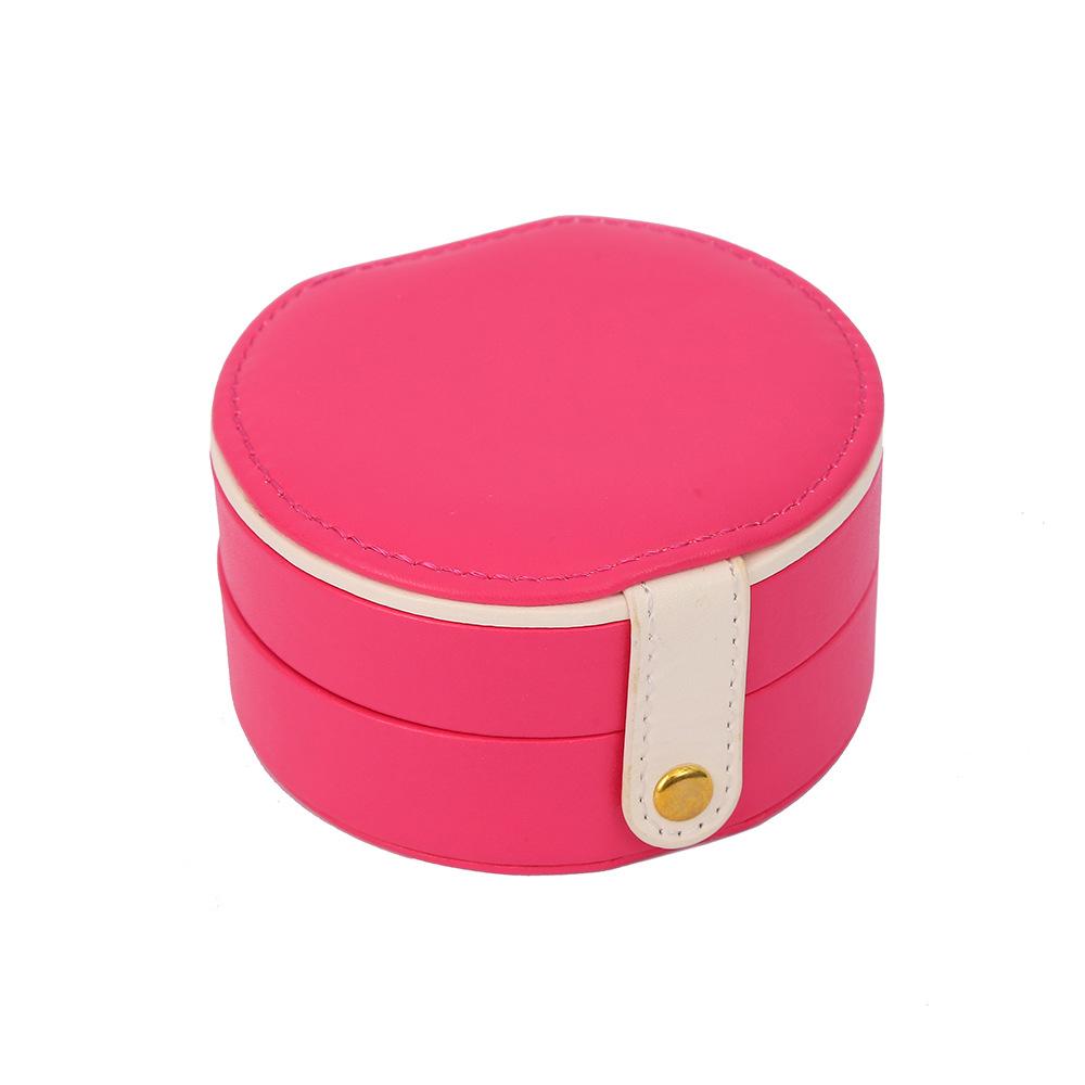 Travel Organizer Case White Round Jewelry Storage Box Ear Studs Necklace Ring Box Waterproof Double Layer Flannel With Mirror