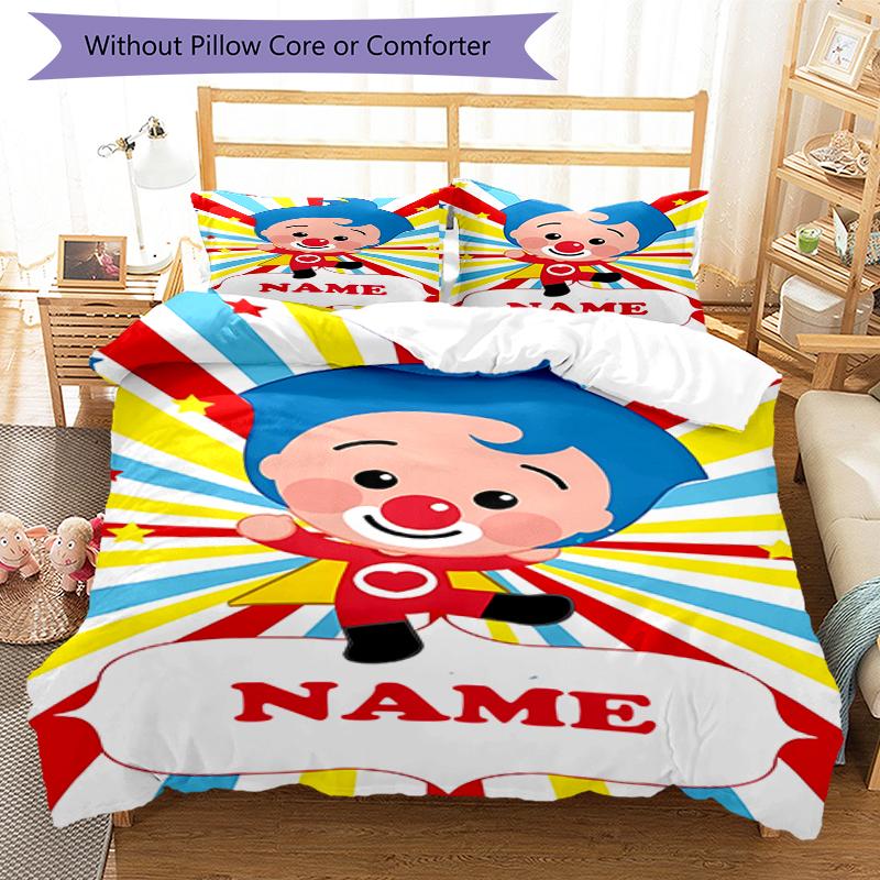 3pcs Custom Name Plim Plim Bedding Set Duvet Cover Closure Includes 1 Duvet Cover & 2 Pillowcases, Soft and Comfortable for All Seasons.
