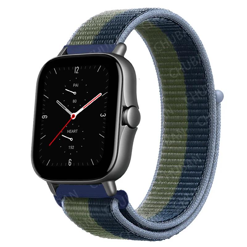 20mm/22mm Nylon Loop Watch Band For Amazfit GTS/4/2/2e/3/GTS2 Mini/GTR 4/3 pro/GTR2/2e/stratos 2/3 Bracelet Amazfit Bip-u Strap