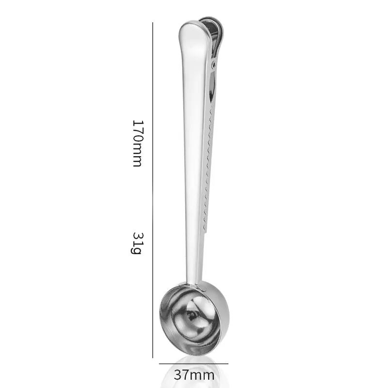 Многофункциональные кофейные ложки с зажимом, мерные ложки для муки и порошка, нержавеющая сталь, мерные ложки, зажим для запечатывания пищевых продуктов, многоразовые Ya1025