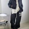 C S In The Room Women S fleeCe letterIng Color bloCk Wide pantS 3Color