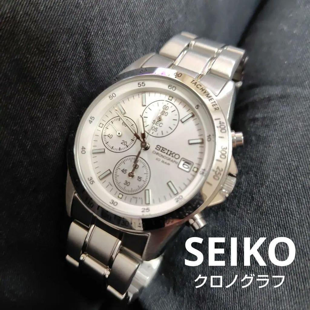 [USED] Reliable SEIKO White Chronograph, Popular Color, SBTQ039, Battery Replaced