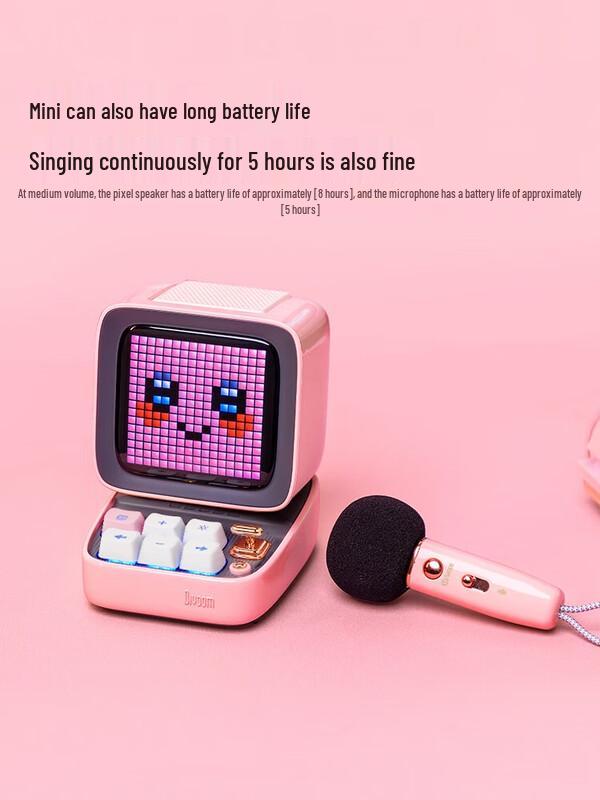 Divoom Ditoo-5m Pixel Bluetooth Speaker with Mini KTV Microphone & Retro Alarm Clock