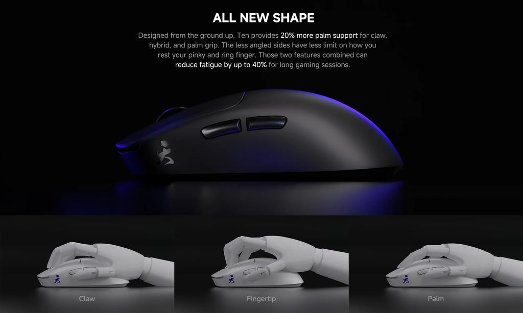 Десять Беспроводная Игровая Мышь Air Black, Максимальный Авторизованный Японский Дистрибьютор, Сверхлегкая, Частота 8000 Гц, 30 000 DPI, HyperClick,