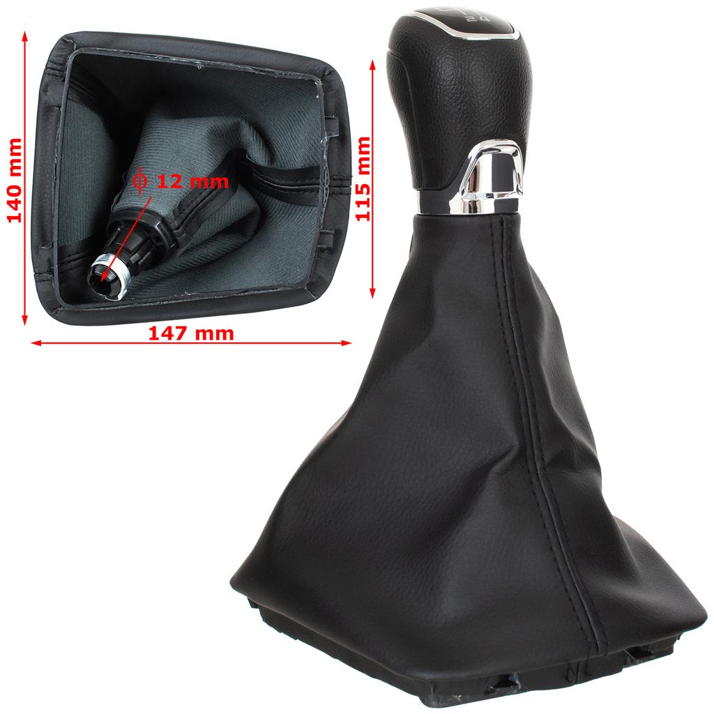 Skoda Octavia II 07-14 gear shift knob BLACK ABS + gaiter with frame 5 SPEEDS