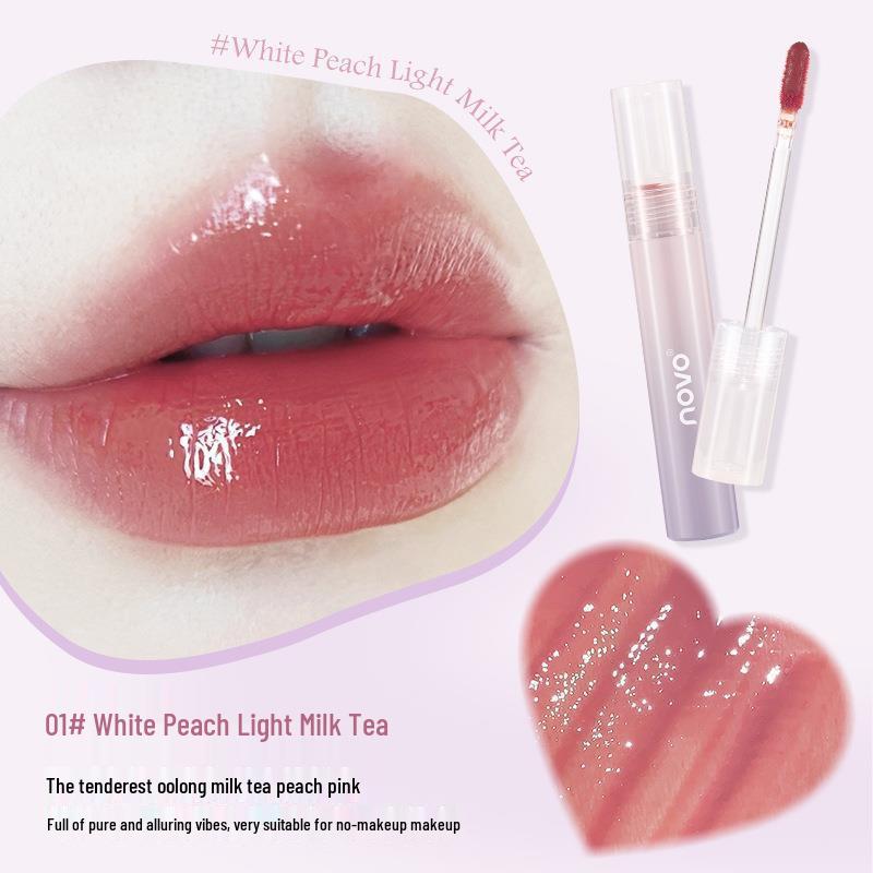NOVO5821 Водяной Кристальный Переливающийся Блеск для Губ: Увлажняющая, шелковистая, легко наносимая формула улучшает цвет лица и осветляет