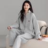 Женский трехслойный пижамный комплект с длинными рукавами на молнии для осени и зимы