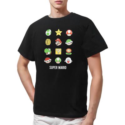 Футболка с коротким рукавом Fine Plus Super Mario с иконками: Марио, Луиджи, Йоши и Бу.