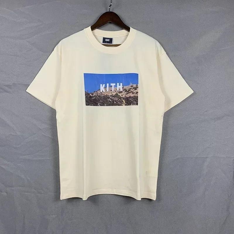 KITH FW Унисекс с принтом Dela Declaration Ограниченный выпуск Простая футболка Унисекс Женская Чистый хлопок Короткий рукав Повседневные футболки
