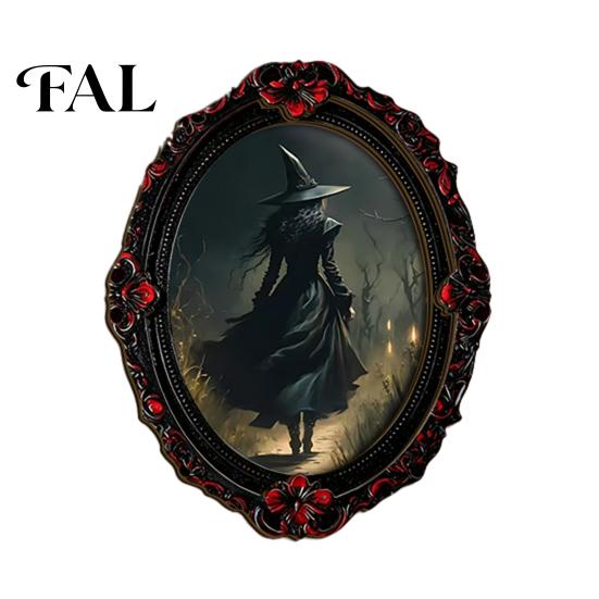 Small Exquisite Holiday Ornaments Halloween Wooden Magnetic Fridge Magnets, Vintage Gothic Witch Ghost Photo Decorative Magnets for Whiteboards Frame,