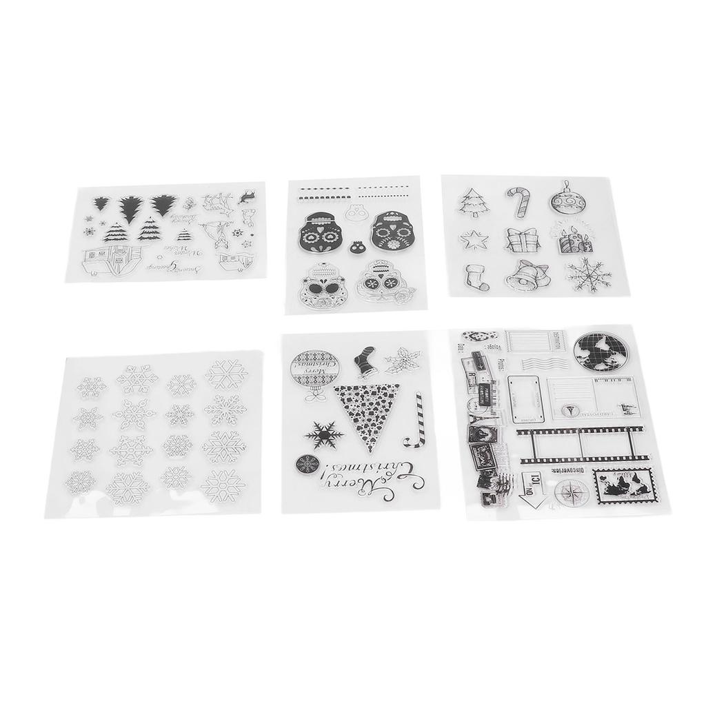 6 листов прозрачных марок с изображением черепа пары, карта путешествий, рождественских украшений, прозрачные марки для