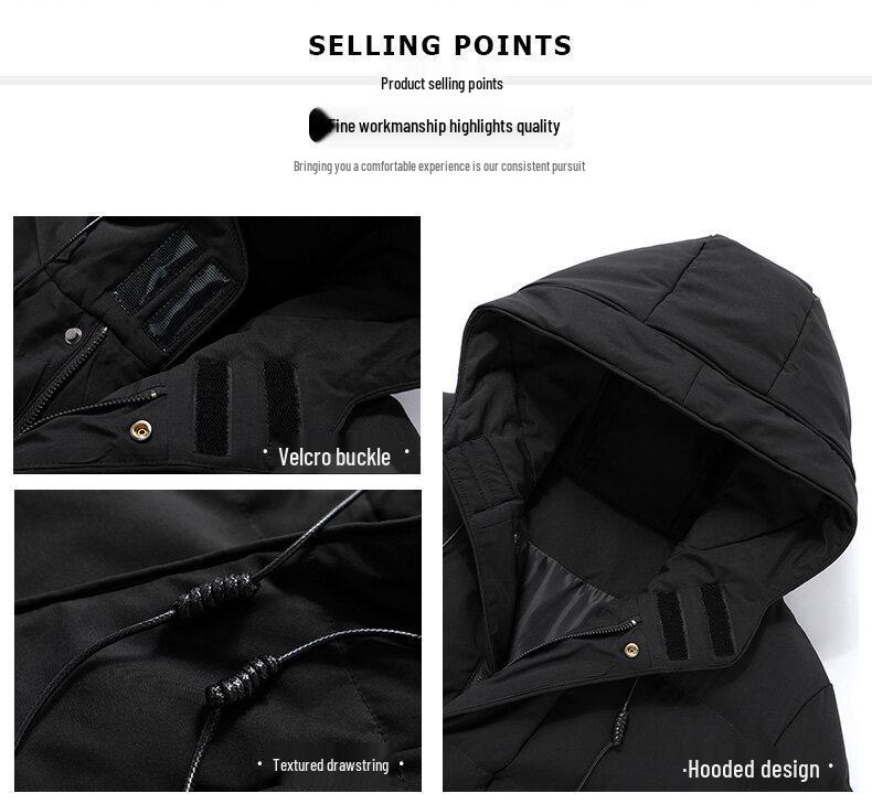 Мужская зимняя хлопковая куртка средней длины большого размера, утепленная