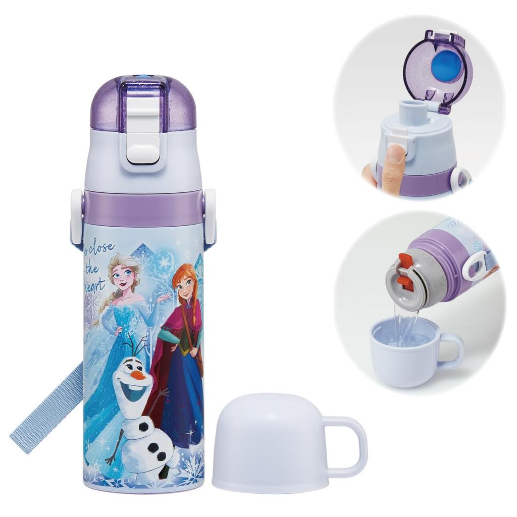Skater Stainless Steel Water Bottle 2way Direct Drinking 470ml Cup Drinking 430ml Lightweight Type Disney Frozen 25 Girls Thermal Insulated