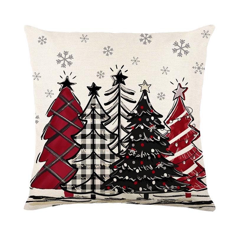 Winter Snowman Joy Snowflake Christmas Throw Pillow Covers, 18 X 18 Inch Xmas Tree Winter Holiday Cushion Case Decoration for Sofa Couch Set of 4