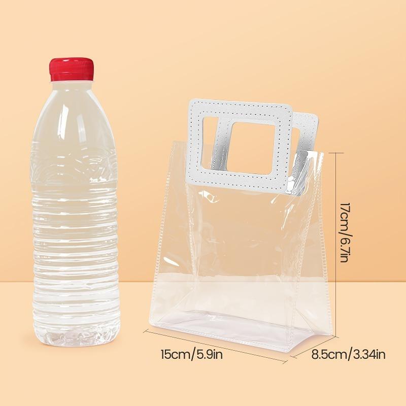 10 шт., подарочный пакет с квадратной ручкой, подарочный упаковочный пакет, подарок на день рождения, годовщину, свадьбу, подарок на вечеринку, прозрачный подарочный упаковочный пакет из ПВХ