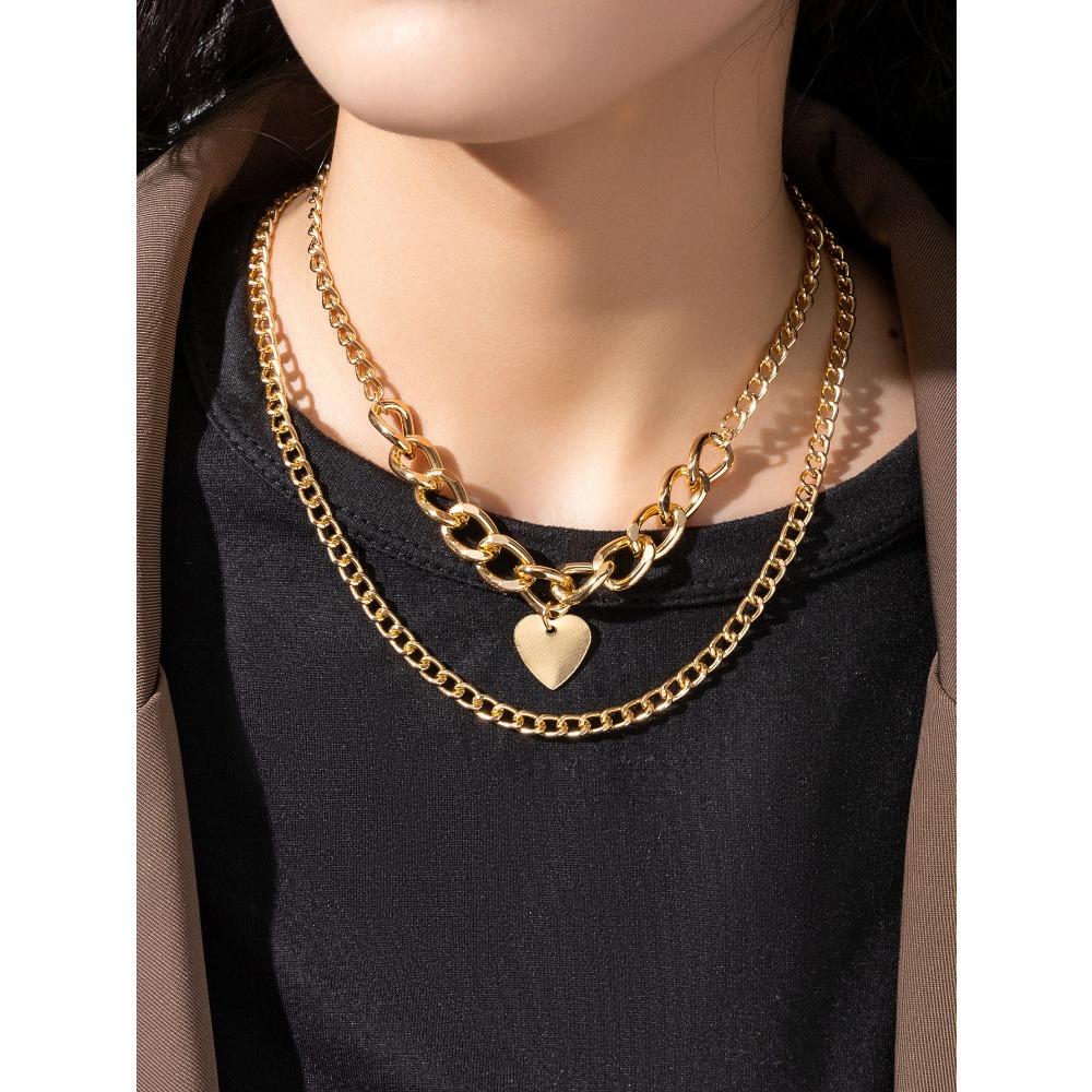 Нишевое ретро персонализированное металлическое ожерелье толстая цепь любовь сплав кулон женский набор ожерелий