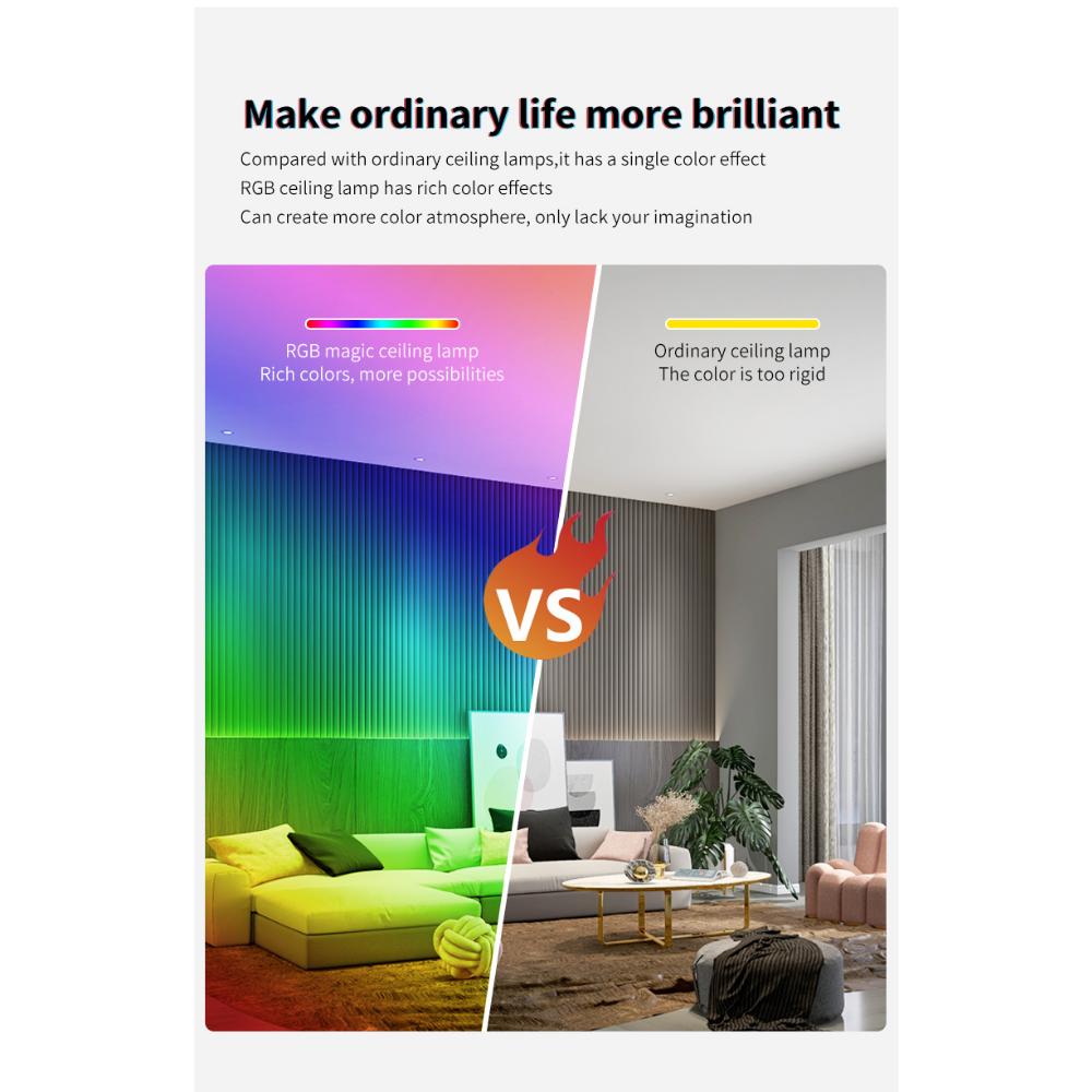 New Ceiling Lamp Rgbcw Full-Color Dimming Color Intelligent Rf Remote Control Bedroom Round Led Ceiling Lamp