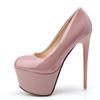 Мода женская обувь Супер Высокие Каблуки лаконичные туфли на платформе 5 см свадебная вечеринка сексуальные 15 см OL туфли из лакированной кожи 789