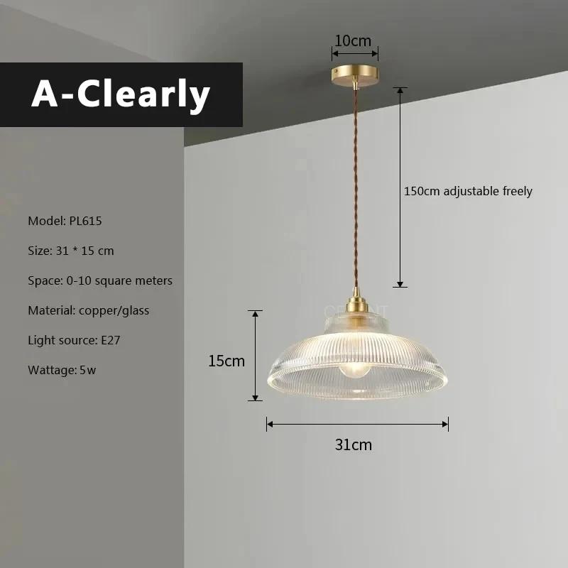 Nordic Glass Pendant Lights Retro Lighting Fixtures Home Lighting Bedroom Living Room Hanging Lamp Beside Copper Lamp Luminaire