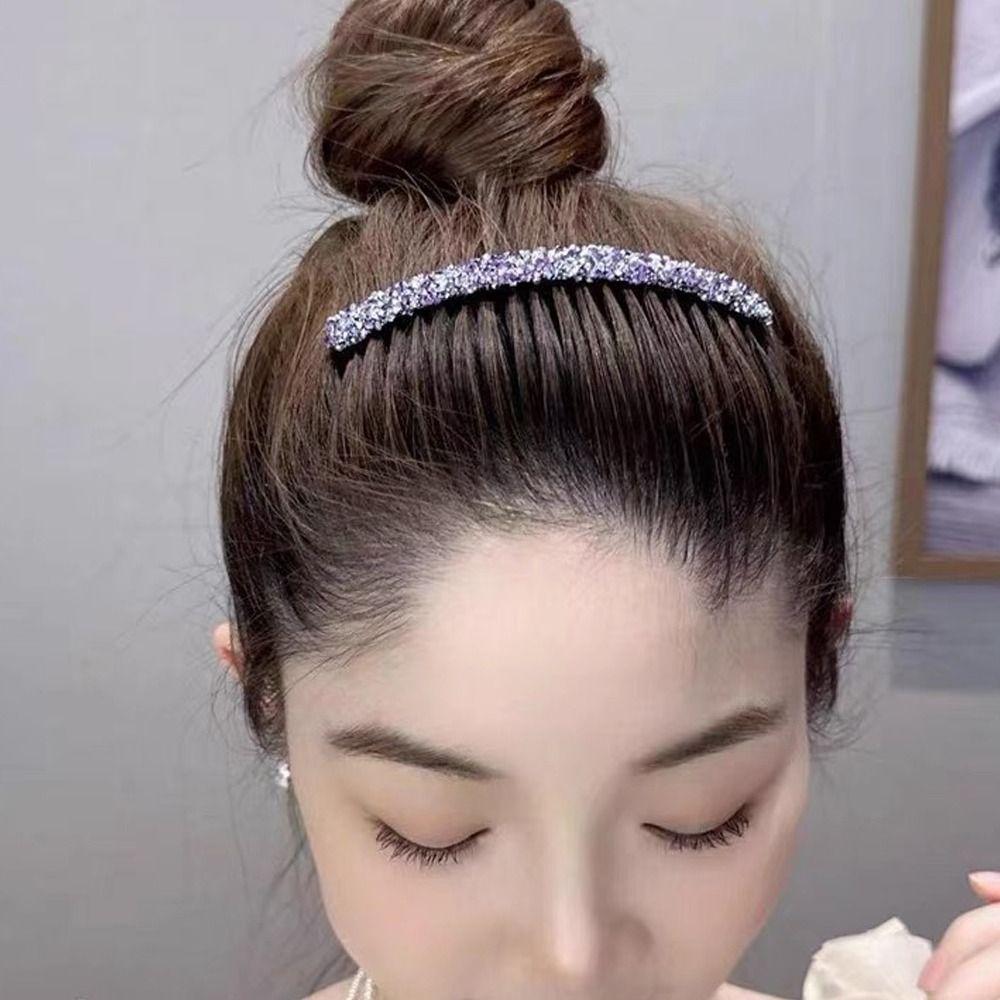 Invisible Hair Styling Accessory Korean Rhinestone Comb Hair Clip Broken Hair Artifact   Women