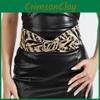Fashion Print Leopard Pattern Rivet Metal Buckle Decoration Women Waistband Wide