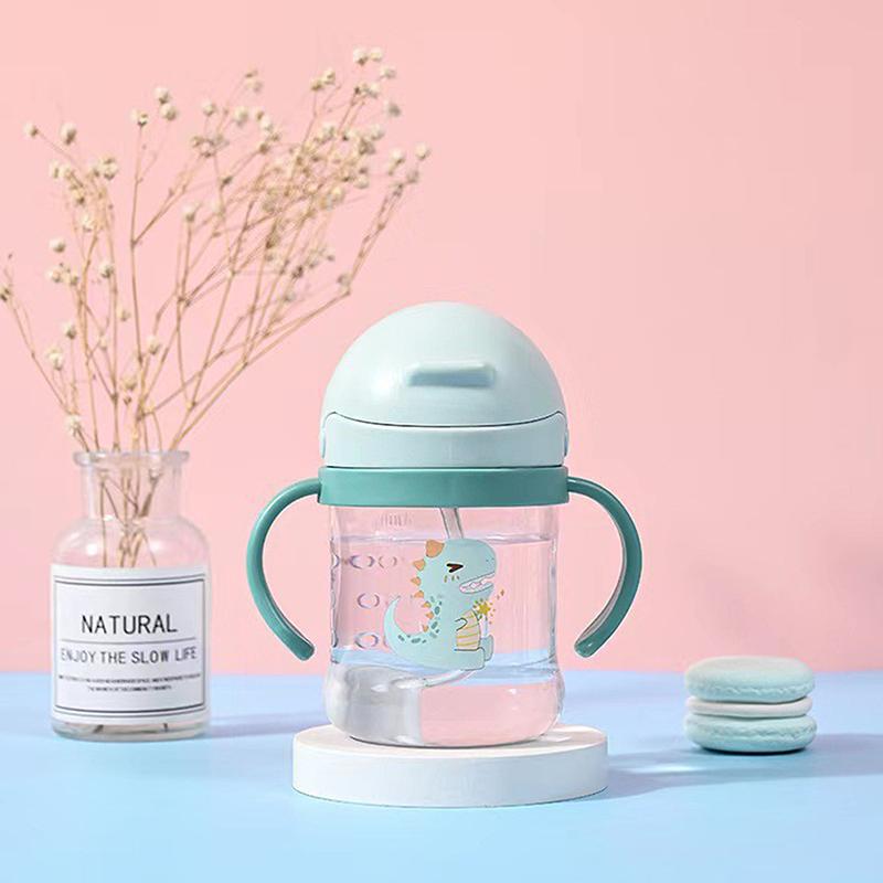 250 мл Детская поилка для воды с ручкой для обучения кормлению, бутылочка для питья с защитой от удушья и гравитационным мячом, детская учебная кружка с трубочкой