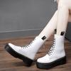 Осенне-зимние классические женские ботинки, черные кожаные ботинки по щиколотку, женские 2024, роскошные белые ботинки на платформе для женщин, botas para mujer