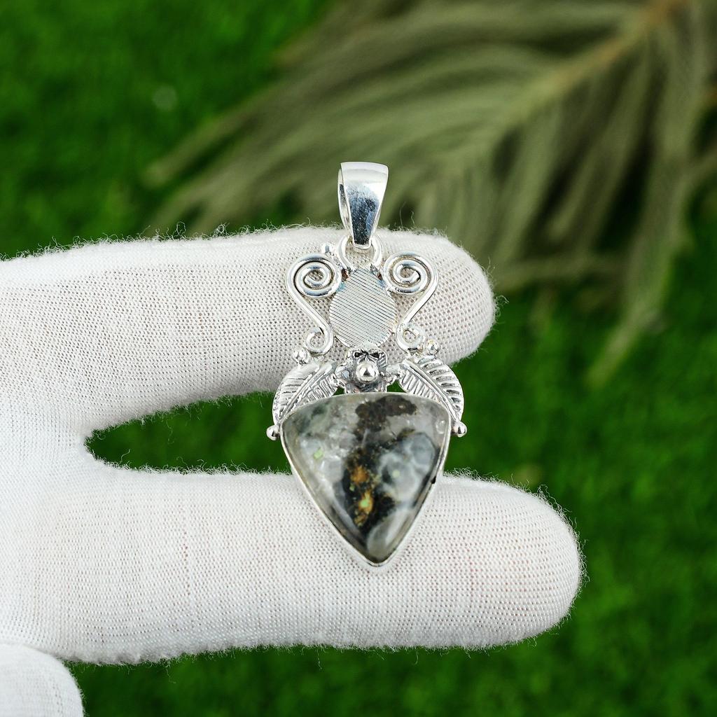 Mothers day Deal Sterling Silver Pear Ocean Jasper Stone Sister Pendant Jewelry