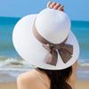 Ladies Straw Hat Sun Hat Bow Elegant Resort Beach Hat Sun Hat Big Brim