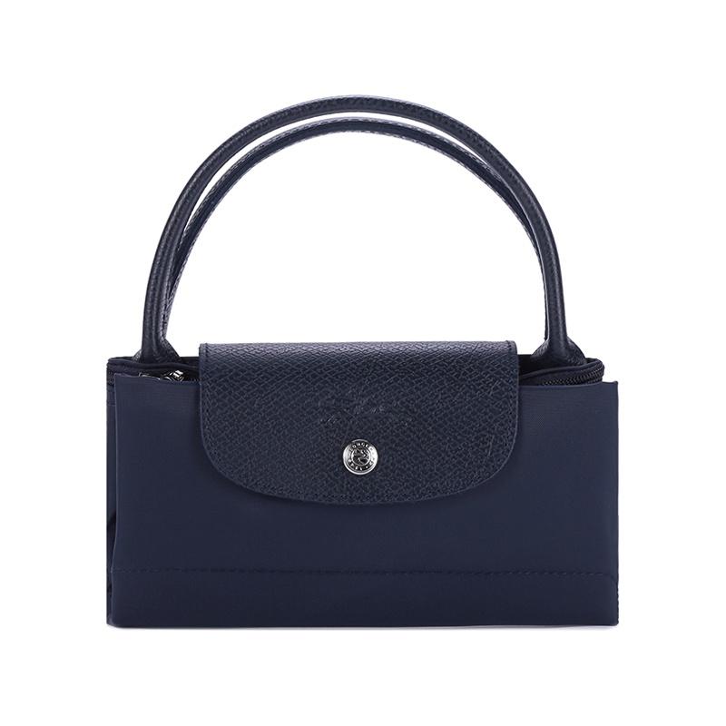 Longchamp Серия Le Pliage однотонная короткая ручка молния кнопка холст пэчворк сумка-пельмень женская маленького размера темно-синий 1621919P68