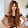Long Wavy Synthetic Wig With Side-Swept Bangs Gradient Dark Brown To Light Women