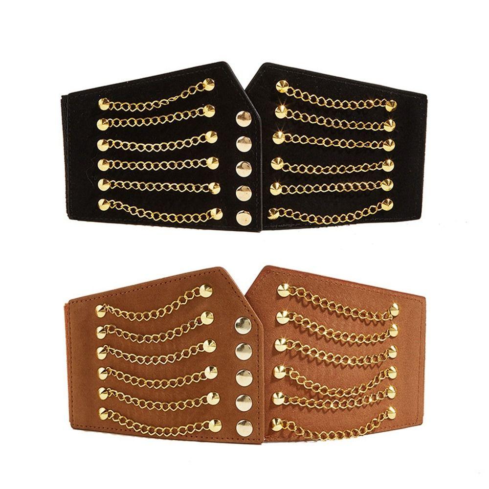 Clothing Supplies Wide Waist Belt Sweater Decorative Dress Belt Retro Chain Rivet Waistband  Women