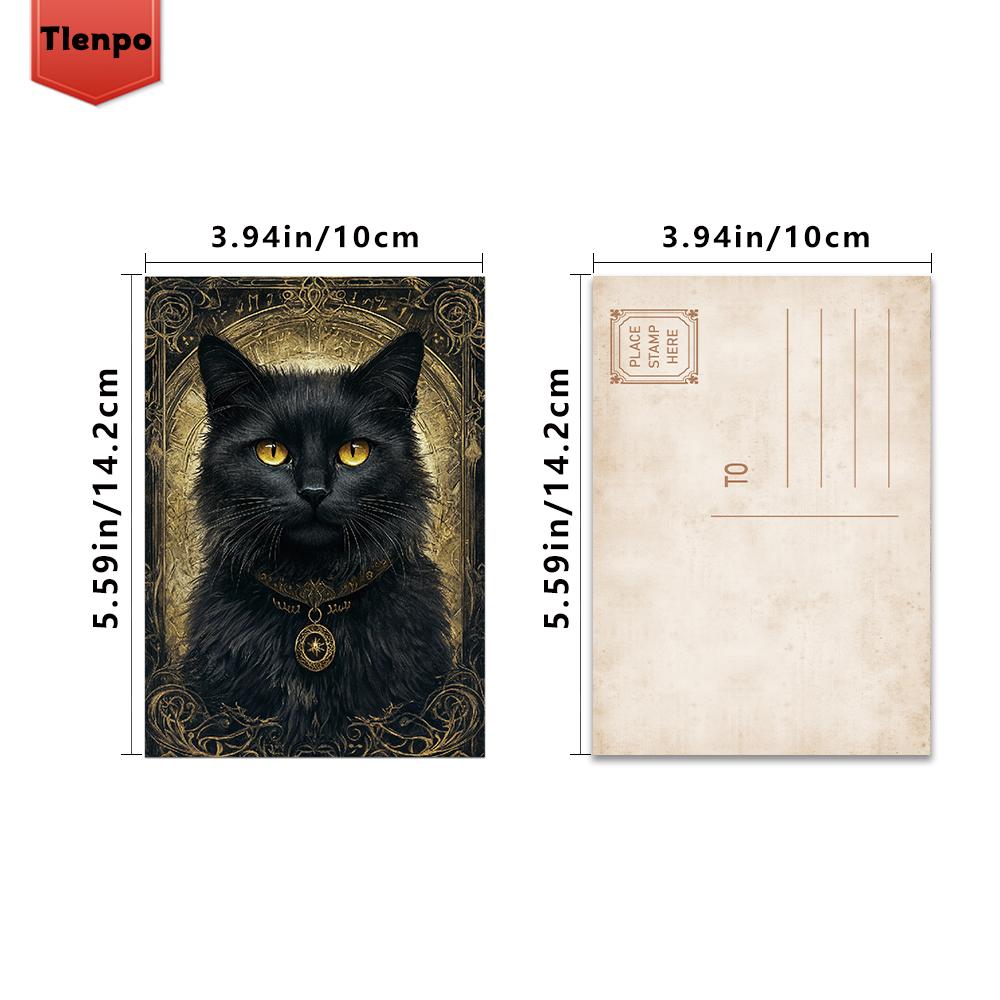 32pcs, Gothic cat postcards, black cats, room decoration stickers, manual materials, souvenirs, collectibles and mail